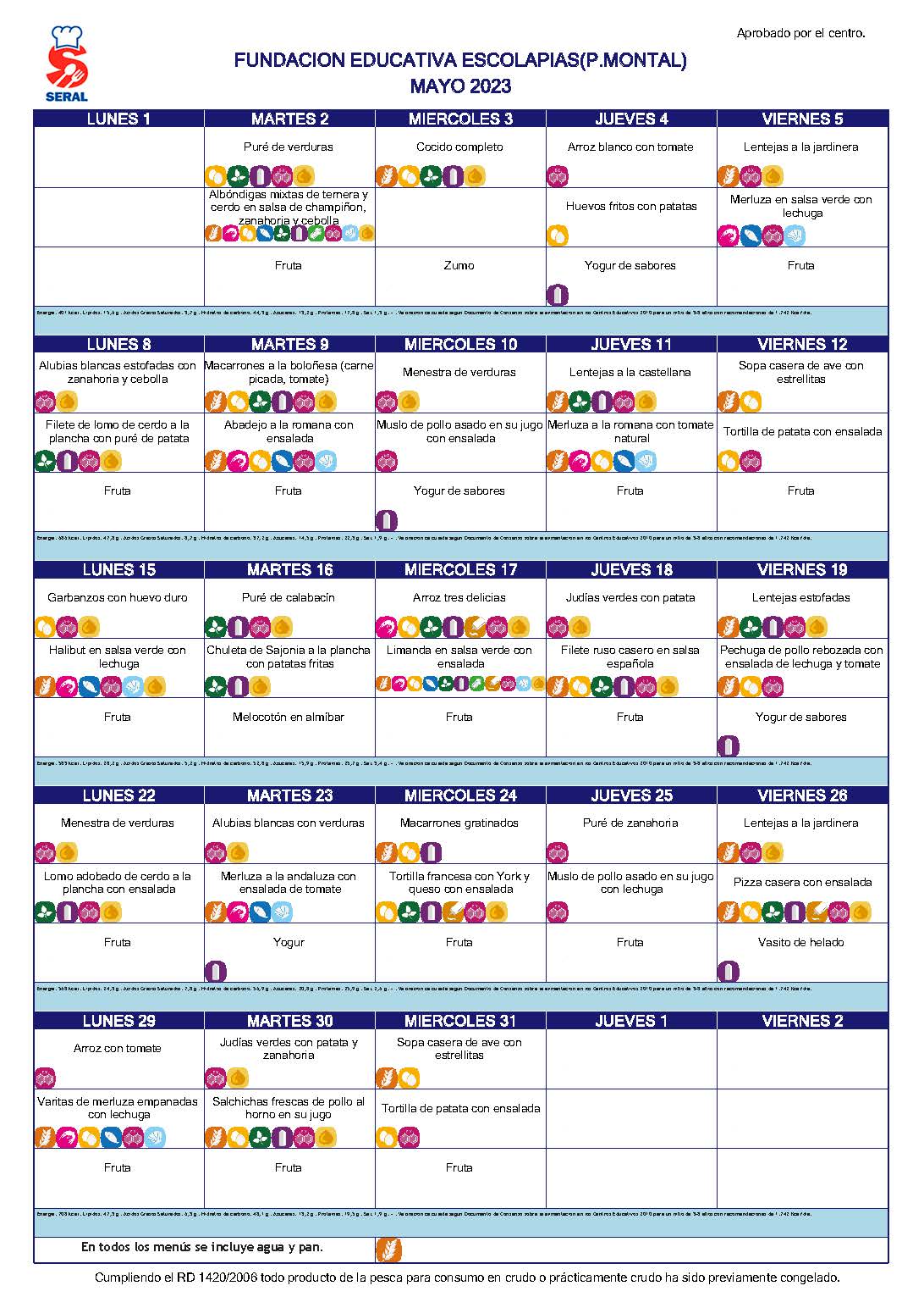 Menu Paula Montal Mayo 2023